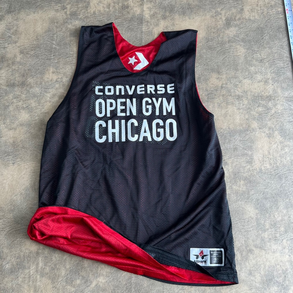 Converse Basketball Jersey Mens XL Red Black Reversible Open Gym Chicago Mesh